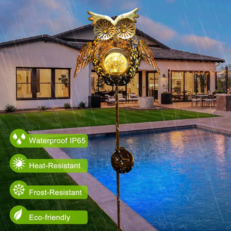 Go2garden Solar Lights Outdoor Owl Garden Gifts Mom Metal Stakes Lights for Lawn Ornaments, Yard Art, Pathway Decorations,Birthday Mothers' Day Gift for Grandma Wife (Bronze) - Image 5